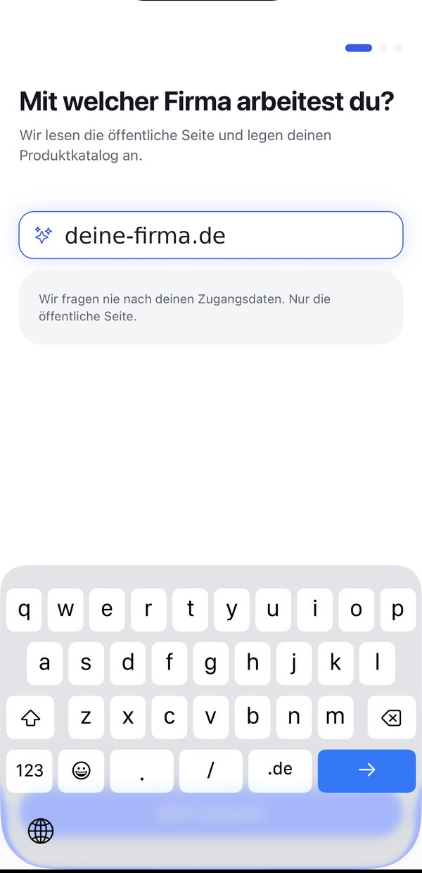 SalesCoach fragt, mit welcher Firma du arbeitest