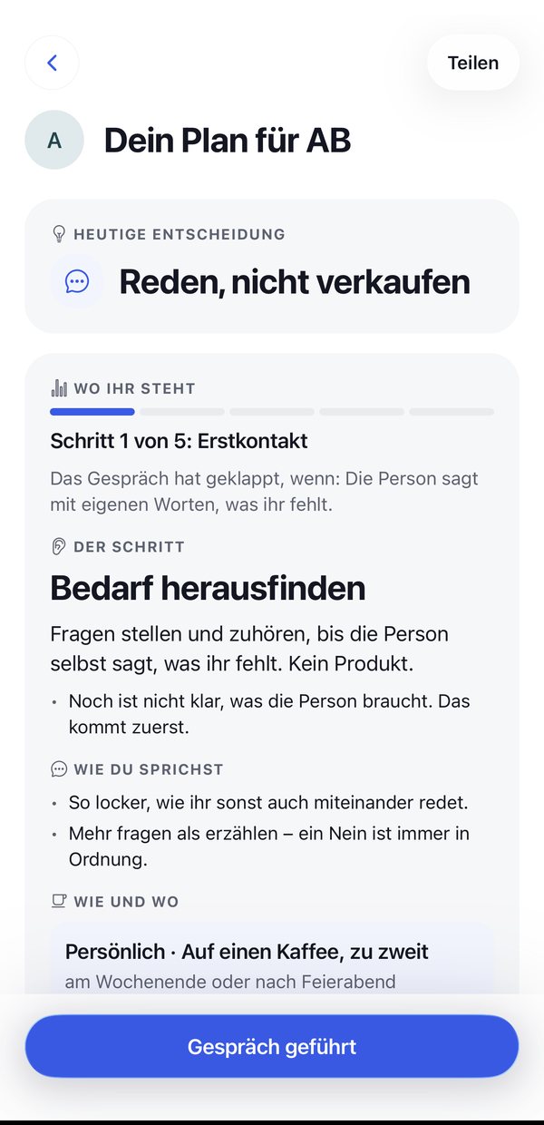 Persönlicher Gesprächsplan mit der heutigen Entscheidung